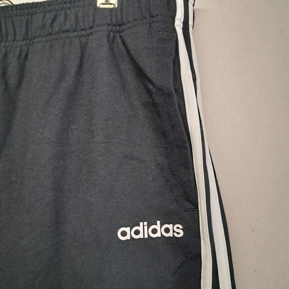 Adidas Track Pants Mens  XL Black  White 3 Stripes Warm Up Straight Leg Gym - Picture 3 of 10